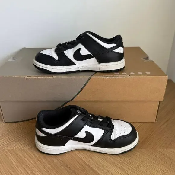 Nike Dunk Low Panda Black/White Toddler Sneakers - SZ 10 C - Picture 9 of 12